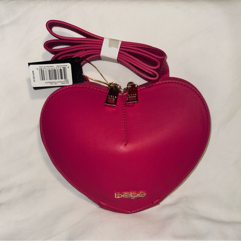 Bebe Fuchsia Heart Crossbody Bag